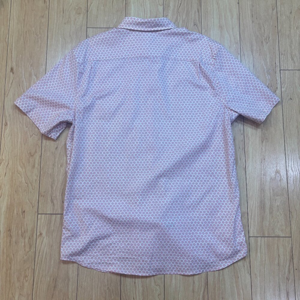 Faherty Short Sleeve Organic Cotton Casual Button Up Shirt Pink Scallop Men's L - Picture 7 of 7